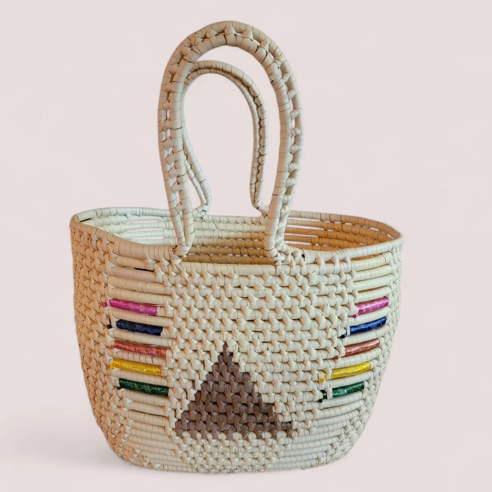 Vintage Large Straw Raffia Tote‎ Basket